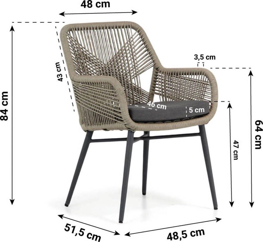 Lifestyle Garden Furniture Lifestyle Advance Graniet 140 cm dining tuinset 7-delig