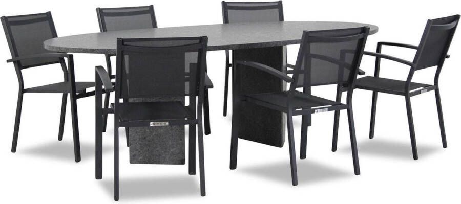 Lifestyle Garden Furniture Lifestyle Amarilla Graniet ovaal 240 cm dining tuinset 7-delig stapelbaar