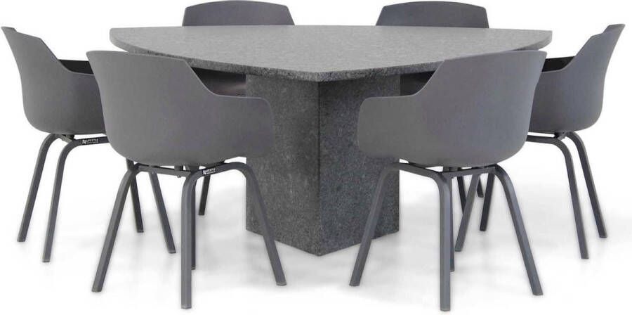 Lifestyle Garden Furniture Lifestyle Salina Graniet triangel 170 cm dining tuinset 7-delig