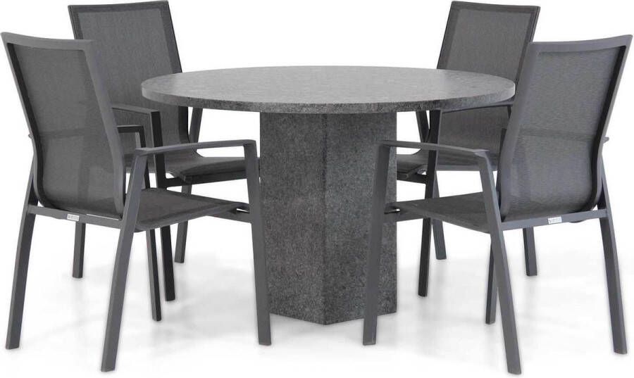 Lifestyle Garden Furniture Lifestyle Ultimate Graniet 120 cm rond dining tuinset 5-delig