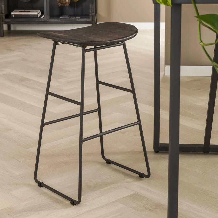 LifestyleFurn Barkruk Ramon Teakhout (zithoogte 61cm) Teakhout brownwash