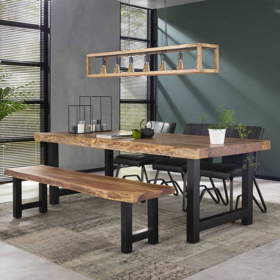 LifestyleFurn Zwevend Nachtkastje Tamia Acaciahout Met lade Set van 2 stuks Massief acacia naturel