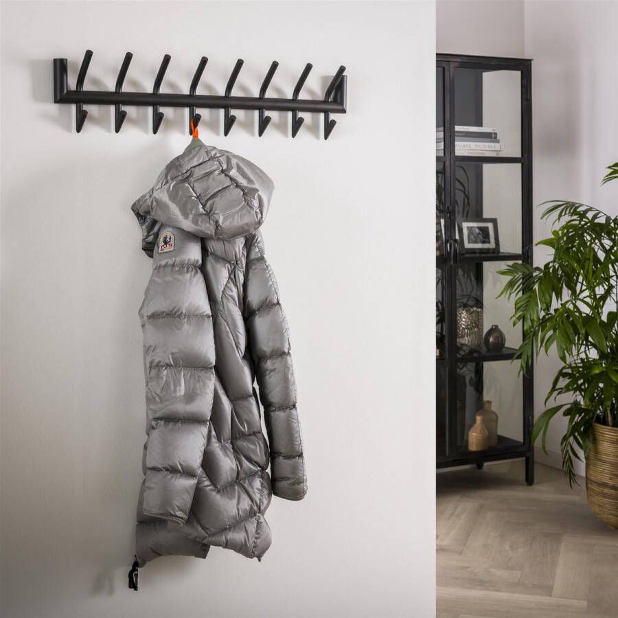 LifestyleFurn Kapstok Letica Met 2x 8 haken Mat Donkergrijs