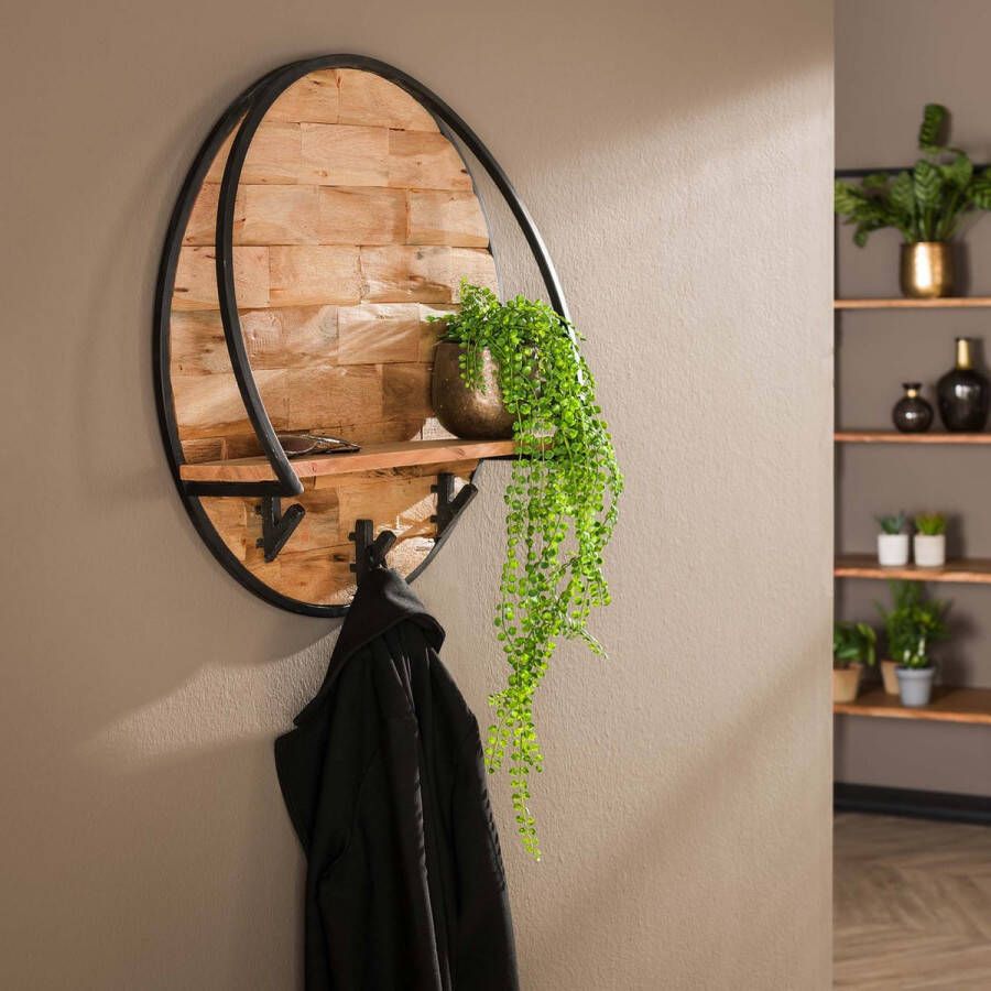 LifestyleFurn Kapstok Wandplank Jacori Acaciahout Ø60cm Massief acacia gezandstraald