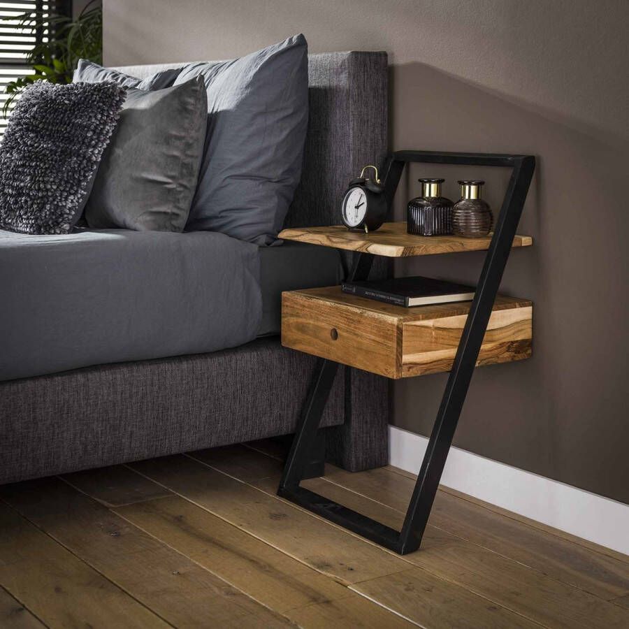 LifestyleFurn Nachtkastje Tiny Acacia met 1 lade Massief acacia naturel
