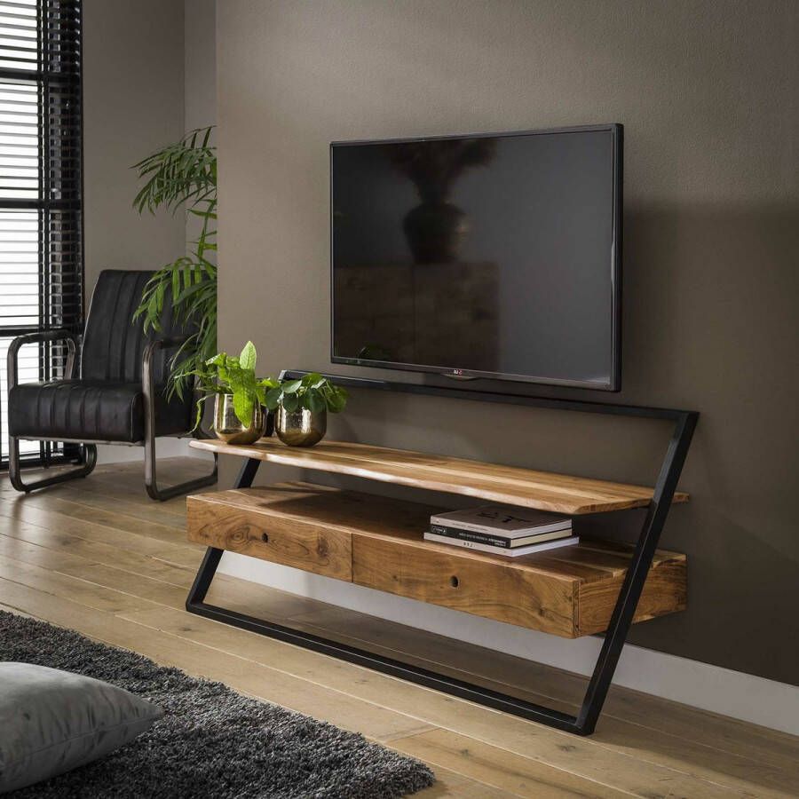 LifestyleFurn TV-meubel Tiny Acacia met 2 laden Massief acacia naturel