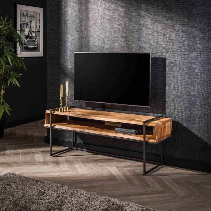 LifestyleFurn TV-meubel Trenecia Acaciahout en metaal 135cm Massief acacia naturel