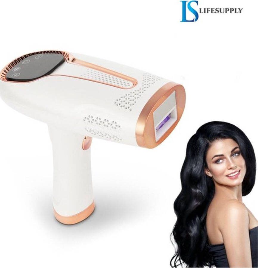 LifeSupply IPL Ontharingsapparaat Laser Ontharing IJsfunctie 1.000.000 Flitsen Aloë Vera Incl. E-book & Nederlandstalige handleiding Huid koelend & Verzorgend Inclusief Beschermingsbril & Scheermes