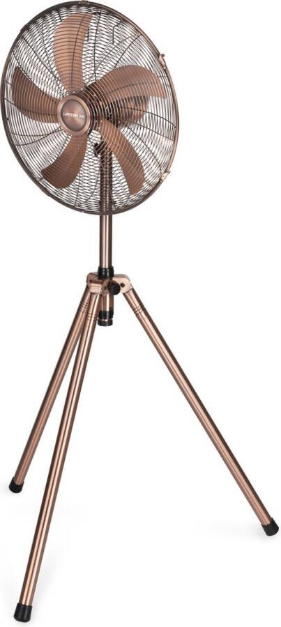 Lifetime Air Statiefventilator 230V Hoogte 125-145 CM Driepoot Statief 3 Snelheden Oscillerende Functie Kantelbaar Koper