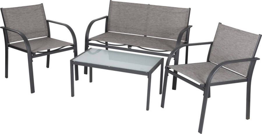 Lifetime Garden Tuinset Parijs Loungeset 4 Stuks Tuinstoelen Loveseat en Tafel Rotan Grijs Tuin Balkon en Terras