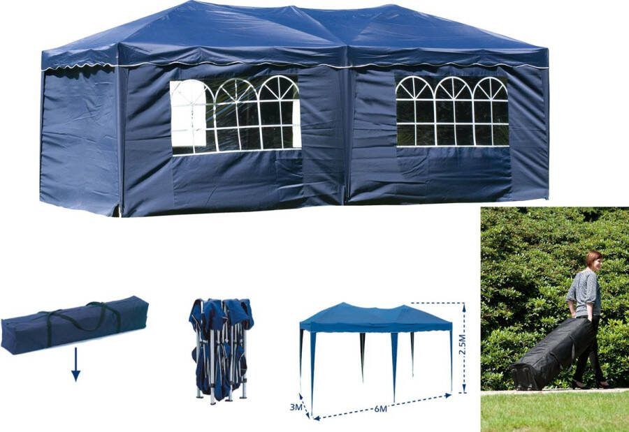 Lifetimegarden XXLDEALS Partytent Easy Up 3 x 6 m Opvouwbaar Blauw