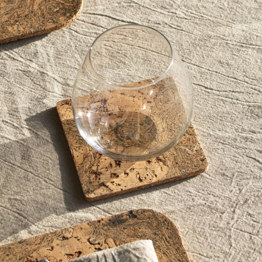 Liga Natural Cork Onderzetter Vierkant Set van 4 Stuks Kurk Beige