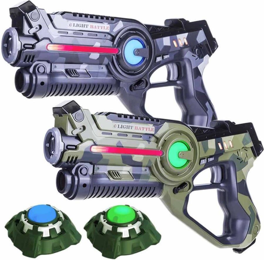 Light Battle Active Camo Laser Game Set Groen Grijs 2 Laserguns + 2 Lasergame Targets