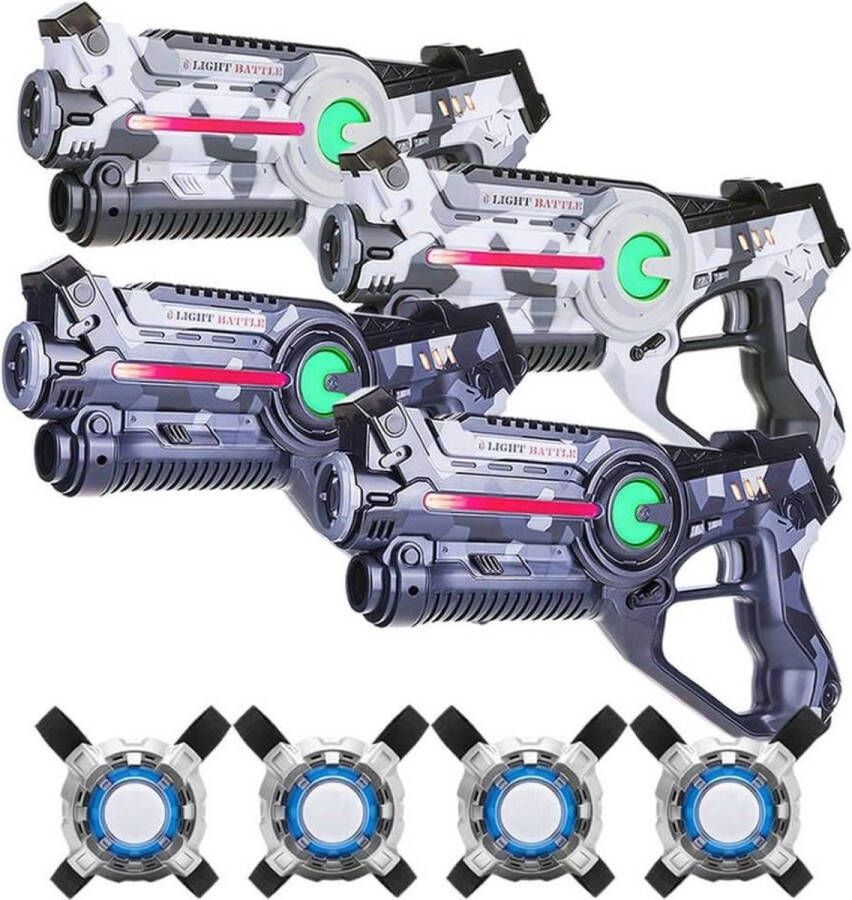 Light Battle Active Camo Lasergame Set Grijs Wit 4 Pack + 4 vesten