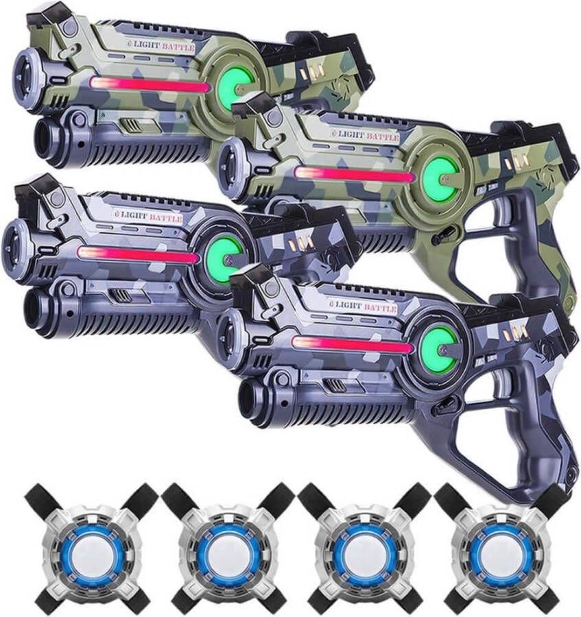 Light Battle Active Camo Lasergame Set Groen Grijs 4 Laserguns + 4 vesten
