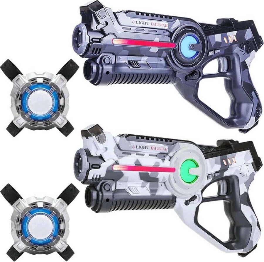 Light Battle Active Camo Lasergun Set Grijs Wit + 2 Lasergame Vesten 2 Pack