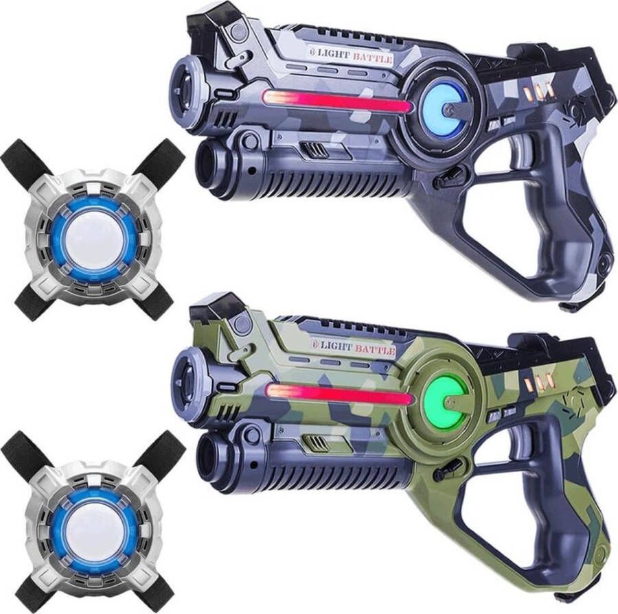 Light Battle Active Camo Lasergun Set Groen Grijs + 2 Lasergame Vesten 2 Pack
