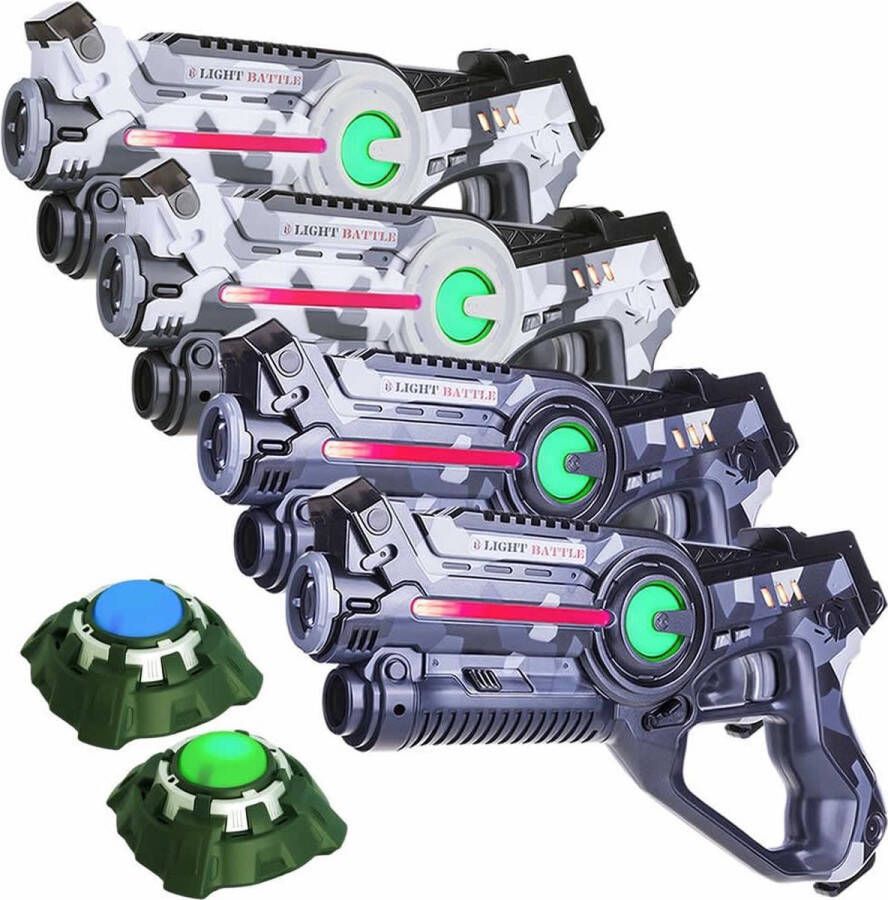Light Battle Active Camo Laserguns Grijs Wit 4 Pack + 2 Lasergame Targets