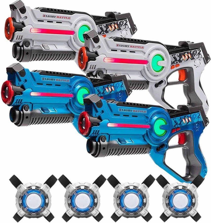 Light Battle Active lasergame set Wit Blauw 4 Pack + 4 vesten