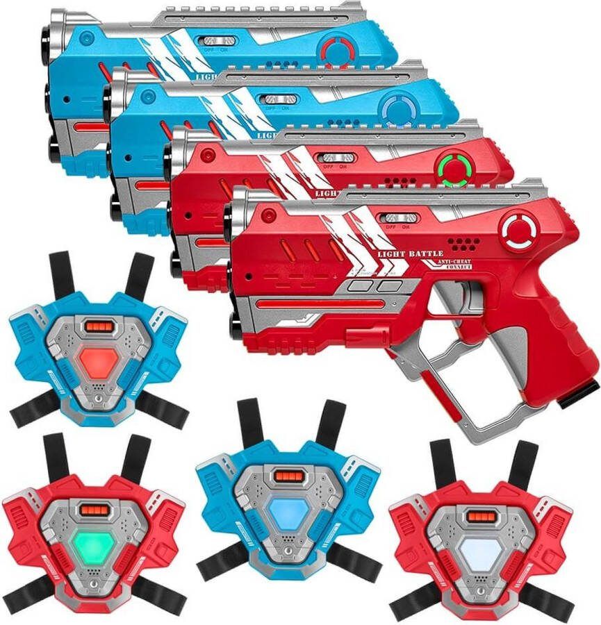 Light Battle Connect lasergame set 4 Laserguns + 4 lasergame vesten Laser game set met beveiliging tegen valsspelen! 4 spelers