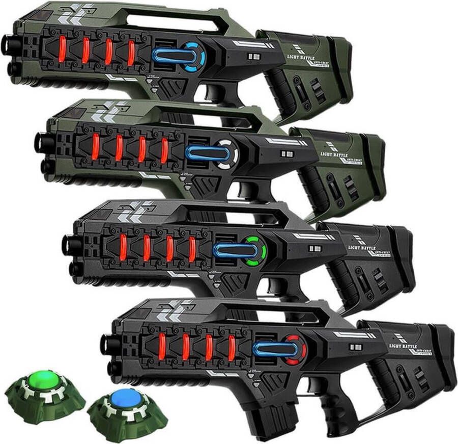 Light Battle Connect Lasergame set Groen Grijs 4 Mega Blasters + 2 Targets