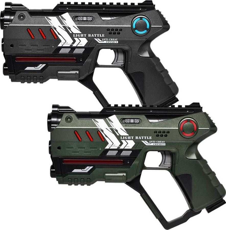 Light Battle Connect Lasergame set Metallic Groen Grijs 2 laserguns Laser game voor 2 spelers Incl. Anti-Cheat functie