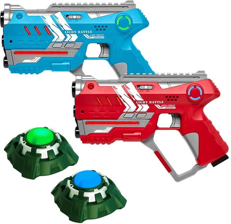 Light Battle Connect Lasergame set Rood Blauw 2 Anti-cheat Laserguns + 2 Targets Lasergame speelgoed voor kinderen