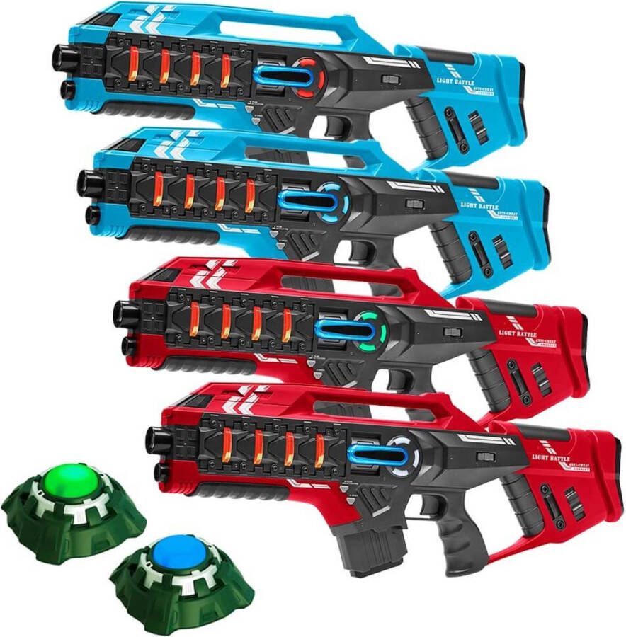Light Battle Connect Lasergame set Rood Blauw 4 Mega Blasters + 2 Targets