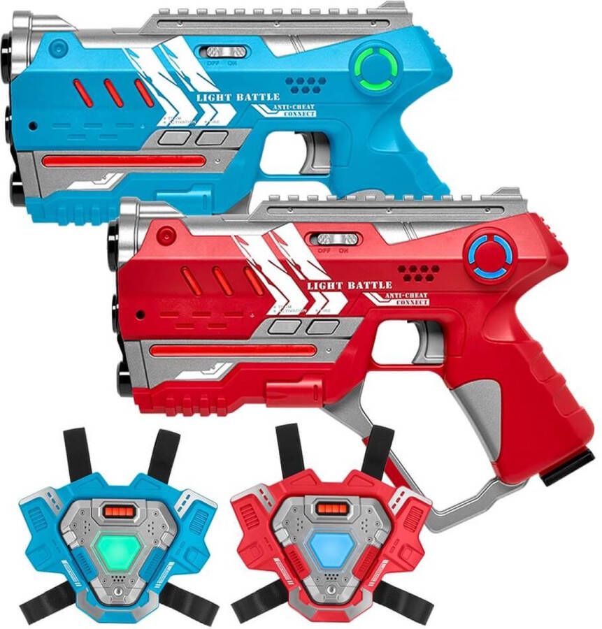 Light Battle Connect Laserguns + 2 Connect Vesten Lasergame set voor 2 spelers met Anti-cheat beveiliging tegen valsspelen!