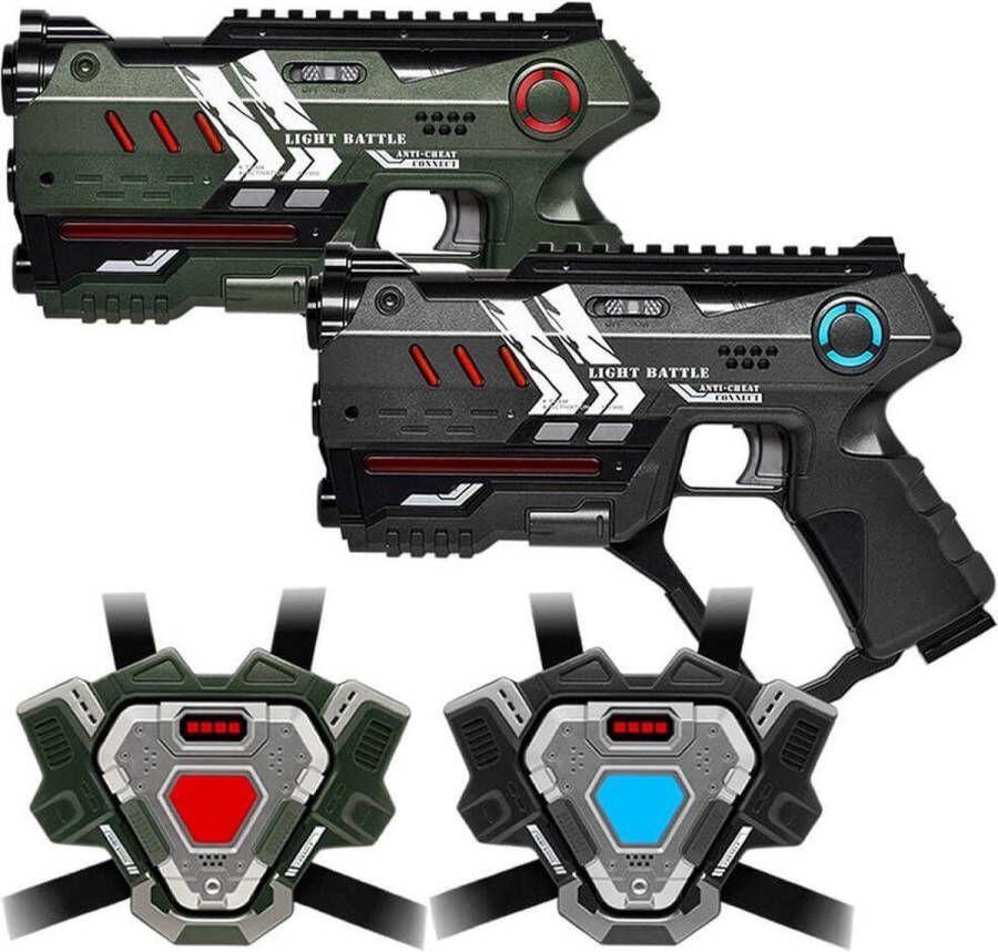 Light Battle Connect Laserguns + 2 Connect Vesten Lasergame set voor 2 spelers met Anti-cheat beveiliging tegen valsspelen!