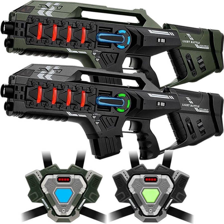 Light Battle Connect Mega Blaster lasergame set 2 Laserguns + 2 Connect Vesten Laser game met Anti-cheat functie! 2 spelers