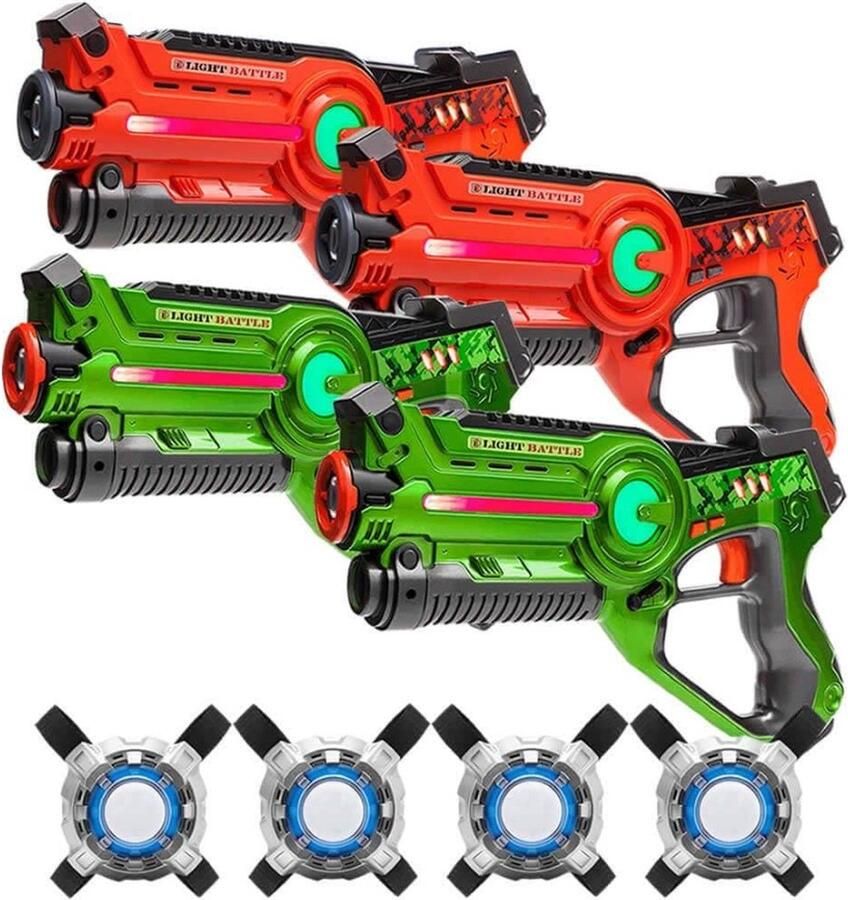 Light Battle Active lasergame set Oranje Groen 4 lazer guns + 4 vesten