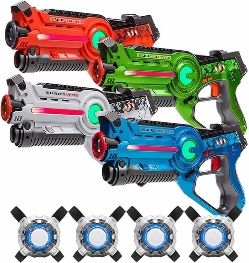Light Battle Active lasergame set Oranje Groen Wit Blauw 4 laserguns + 4 vesten