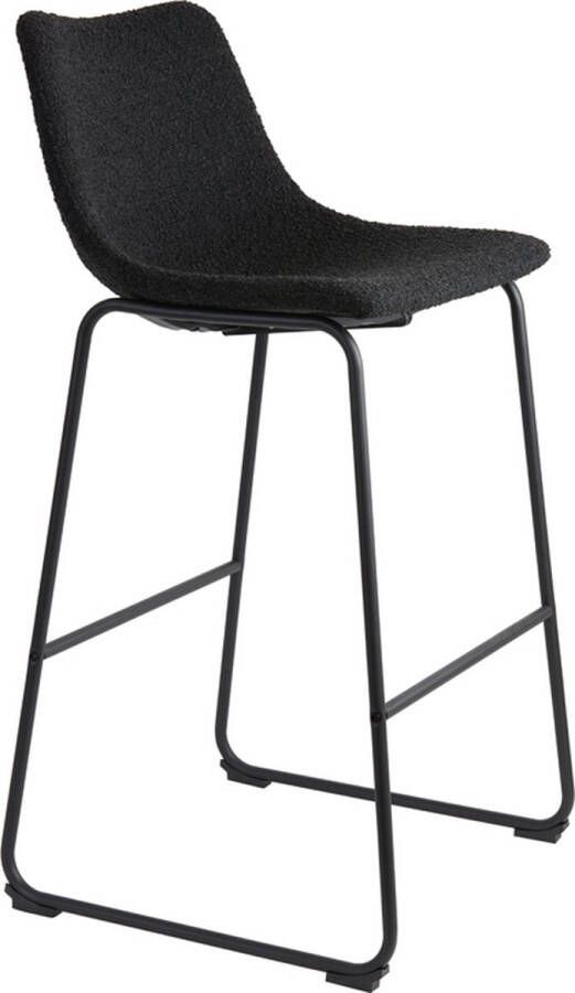 LifestyleFurn Light & Living Barkruk 'Jeddo' Bouclé kleur Zwart (zithoogte 72cm)