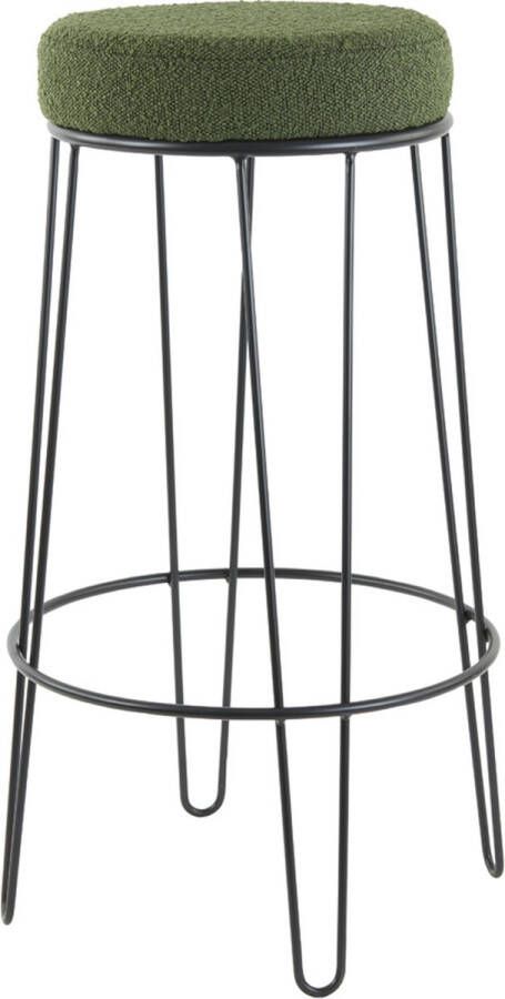 Light & Living Barkruk set van 2 'Alice' Bouclé kleur Groen (zithoogte 73cm) - Foto 2