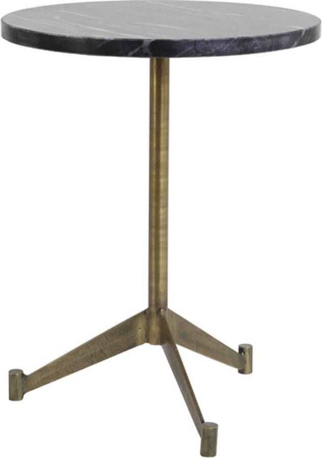 Light & Living Bijzettafel Ø40x51 cm LOMELO marmer zwart-antiek brons