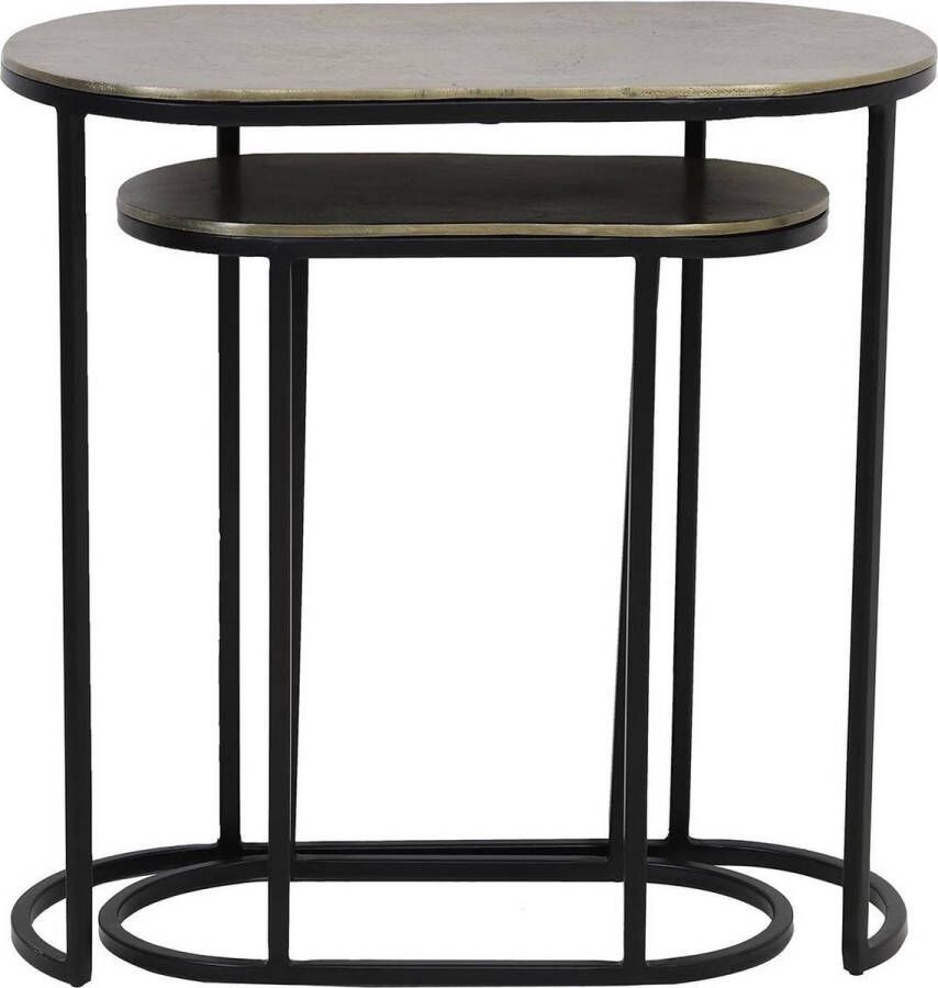 Light & Living Bijzettafel 'Bocov' Set van 2 stuks max antiek brons-zwart