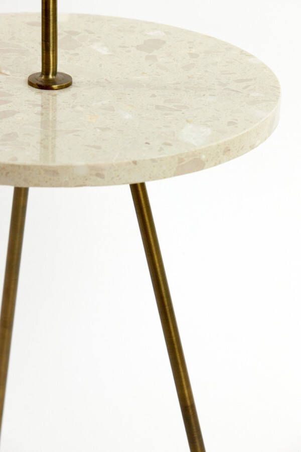 Light & Living Light&living Bijzettafel Ø42x68 cm JOBITO terrazzo crème+antiek brons