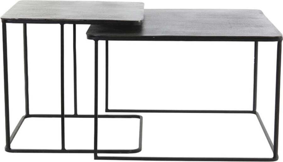 Light & Living Light&living Bijzettafel S 2 46x46x45+62x62x41 cm LEBU antiek lood