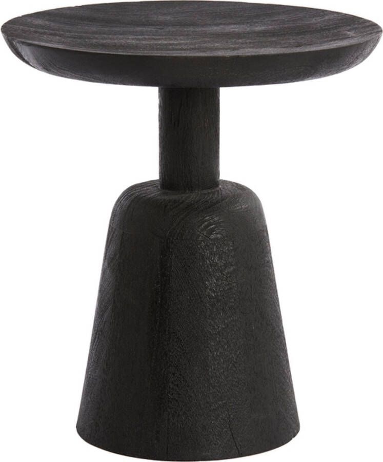 Light & Living Ronde Bijzettafel Paxi Mangohout 40cm Zwart