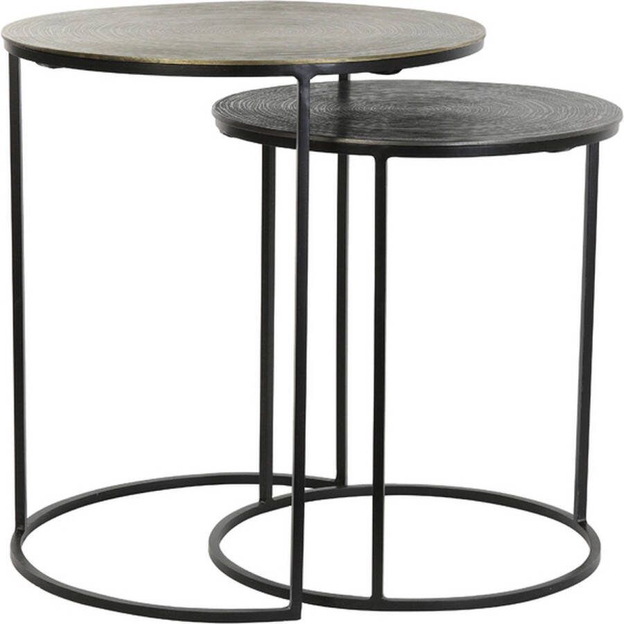 Light & Living Light&living Bijzettafel S 2 Ø41x46+Ø49x52 cm PRIMO zwart-brons+mat...