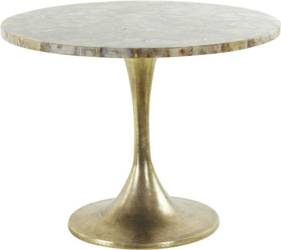 Light & Living Light&living Bijzettafel Ø61x41 cm RICKERD geel agaat+antiek brons
