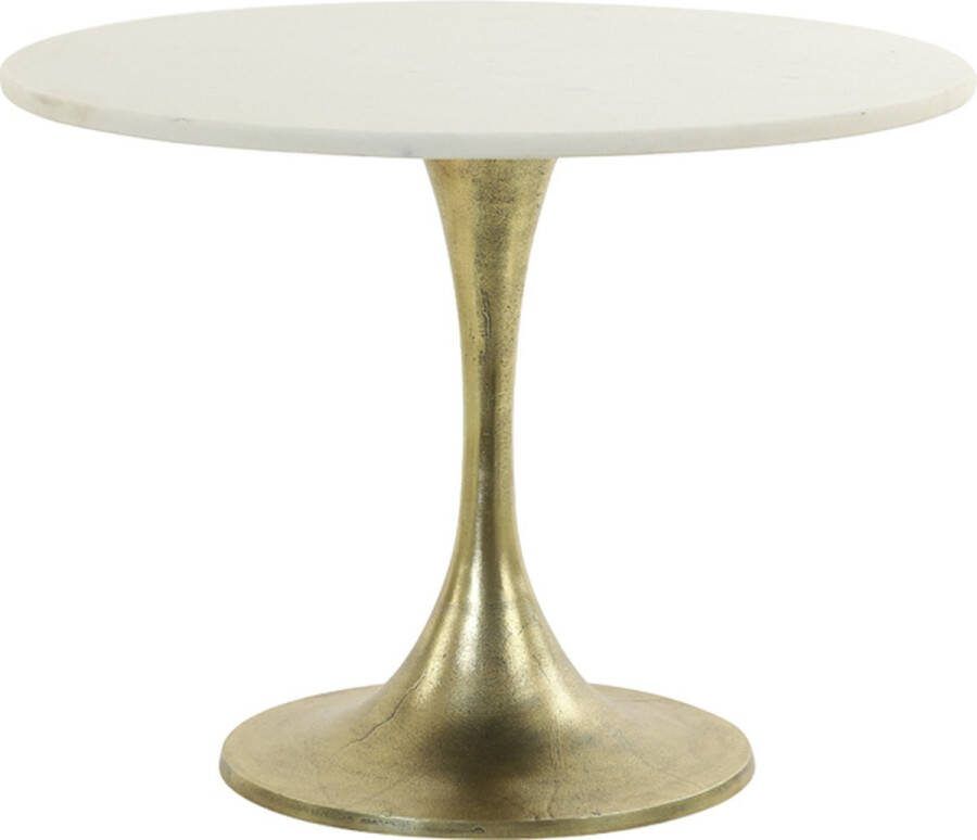 Light & Living Bijzettafel Rickerd Ø61cm wit marmer+antiek brons Rond