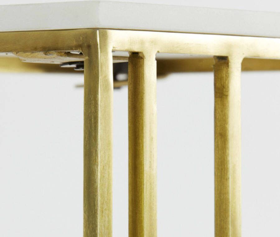 Light & Living Side table 41x31x66 cm ROSHAN white marble+antique bronze