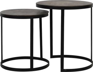 Light & Living Bijzettafel S 2 Ø41x46+Ø49x52 cm TRELO antiek brons-zwart