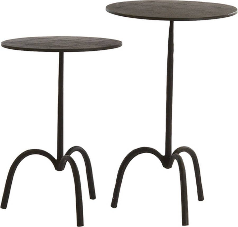 Light & Living Bijzettafel Samoa Set van 2 stuks Mat Zwart Rond