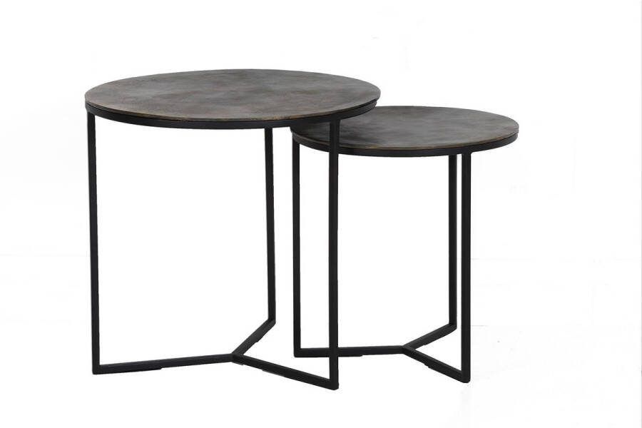 Light & Living Bijzettafel Socos Set van 2 stuks Antiek Brons Rond