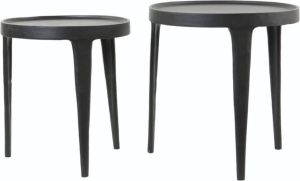 Light & Living Bijzettafel Tobias Zwart Ø43+Ø37cm Modern