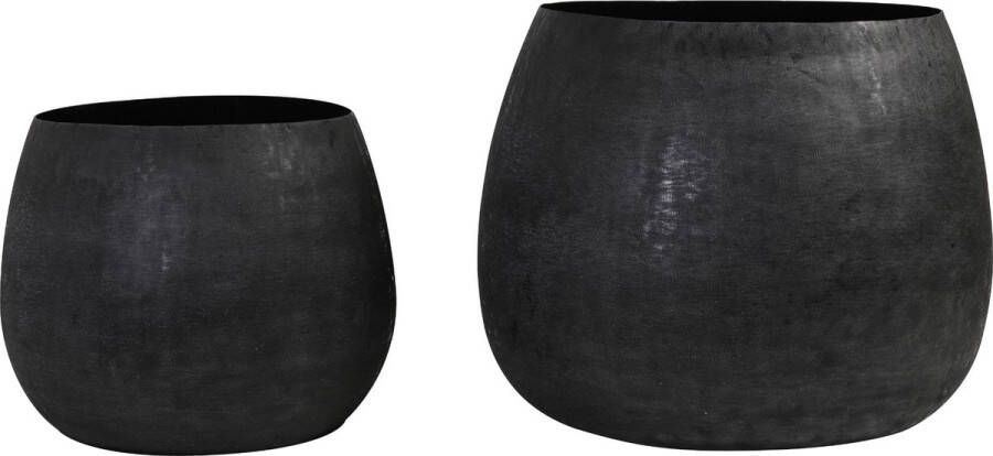 Light & Living Light&living Pot deco S|2 Ø38 5x28 5+Ø50x37 5 cm GENOLU mat zwart