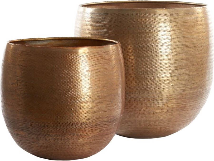 Light & Living Bloempot Lisboa Antiek Goud Ø45+Ø35 5cm Modern